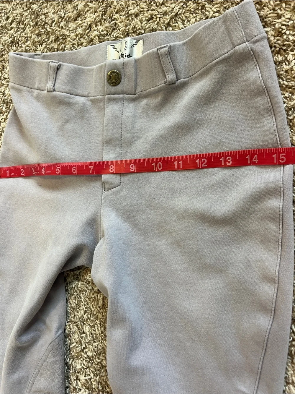 Girls Tuff Rider Light Gray High-Rise Equestrian Riding Knit Pants